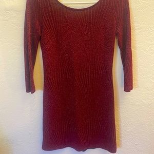 XS sparkle short red dress with scoop back